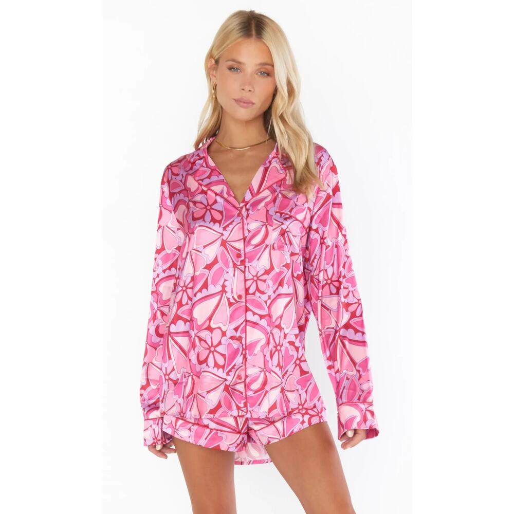 Show Me Your MuMu Pink Floral Satin Pajama Set